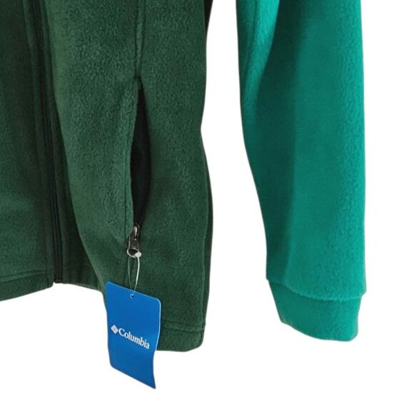 NEW! Columbia Fleece Full Zip Jacket Color Block Green Youth Size Medium (10/12) - Picture 4 of 7